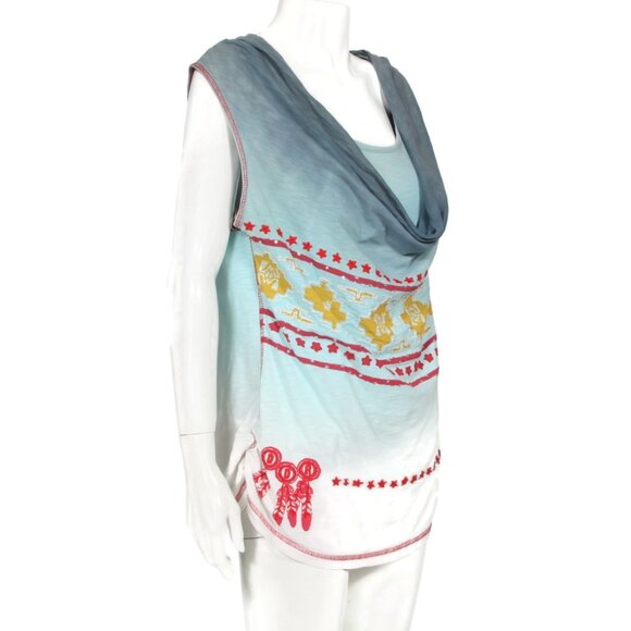 Double D Ranch Tank Top Women L Ombre Cowl Neck Festival Boho Western Aztec -757 - Picture 2 of 10